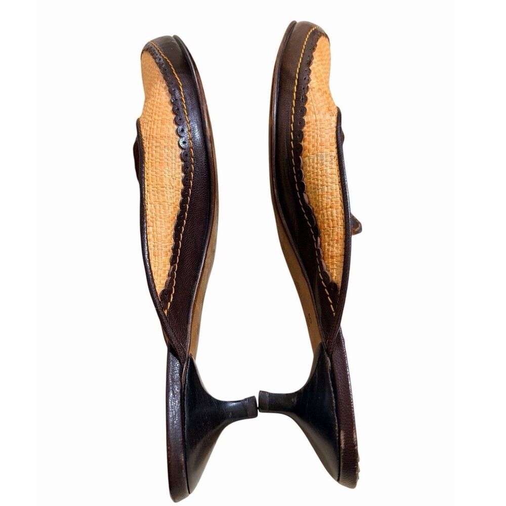 Vintage Versus Versace Raffia Slingback Kitten Heel Mules Italy Size EU 37 - Picture 6 of 9